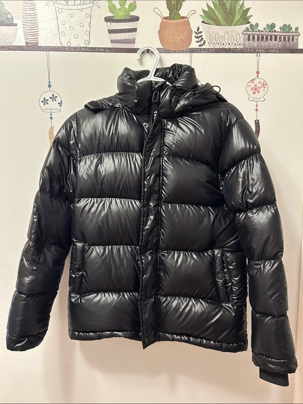 TNA Black Glossy Quilted Puffer Jacket